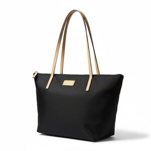 Kate Spade Black Tote Bag with Tan Leather Handles